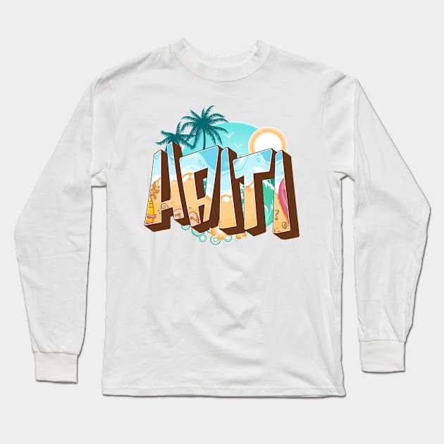 Haiti 3d text Long Sleeve T-Shirt by SerenityByAlex